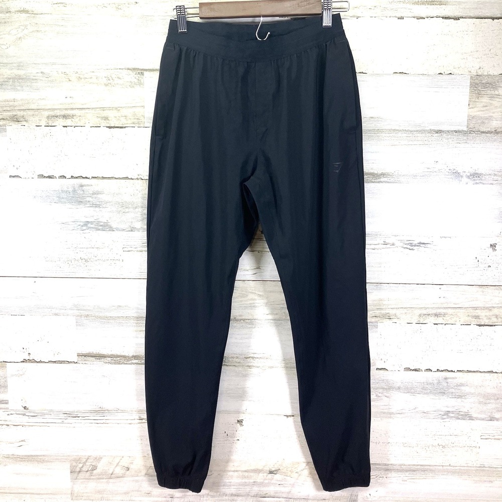 GYMSHARK Womens Black Elastic Waist Nylon Spandex Workout‎ Jogger Pants Size M